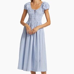 Doen Quinn Striped Cotton Scoopneck Mini Dress